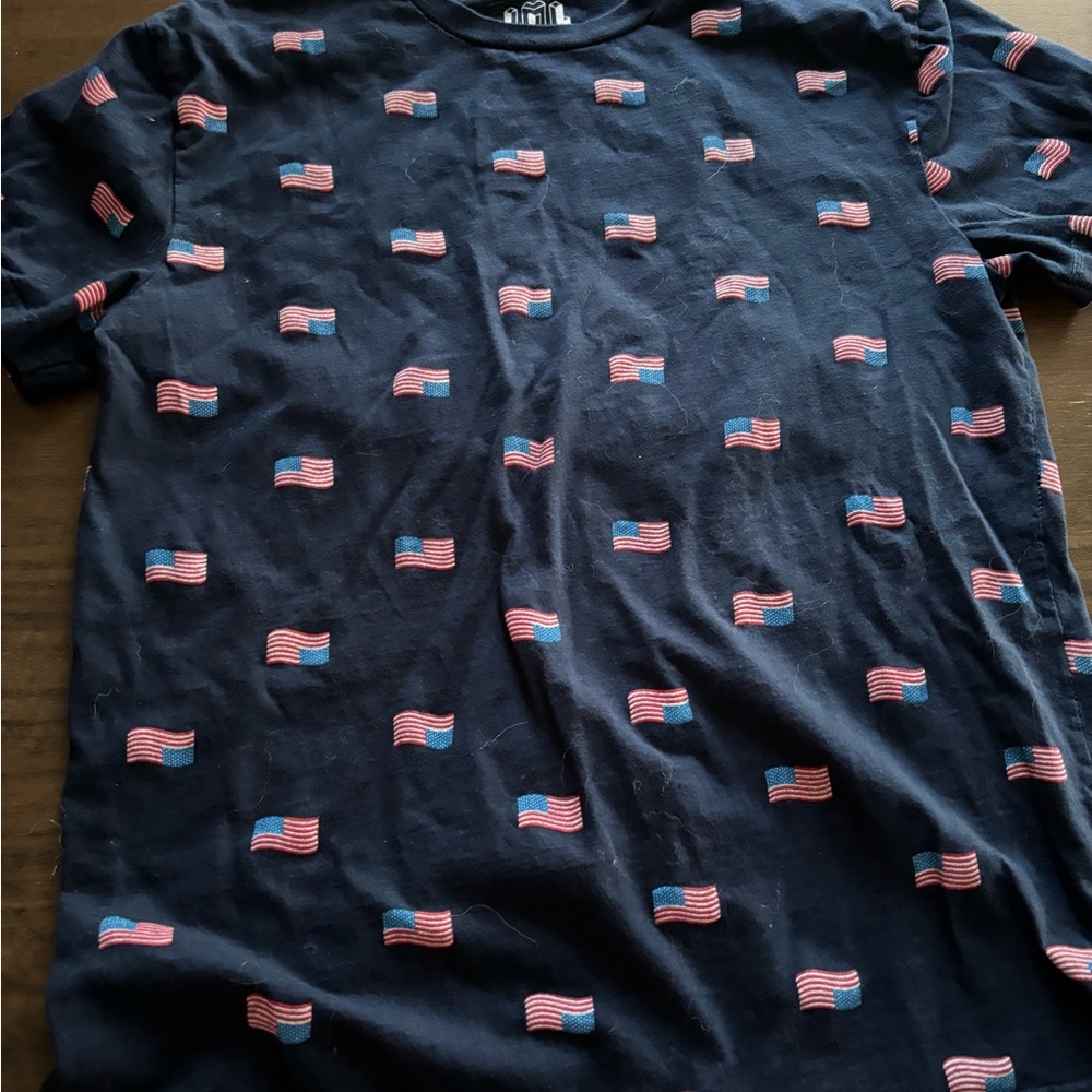 Navy T-Shirt with American Flag Pattern